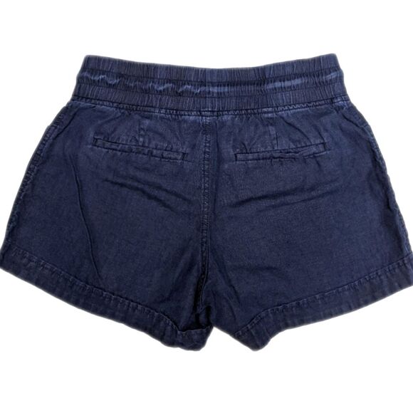 Athleta Cabo Linen 4" Short, navy blue, elastic waistband, pockets, size 4 - Picture 2 of 7